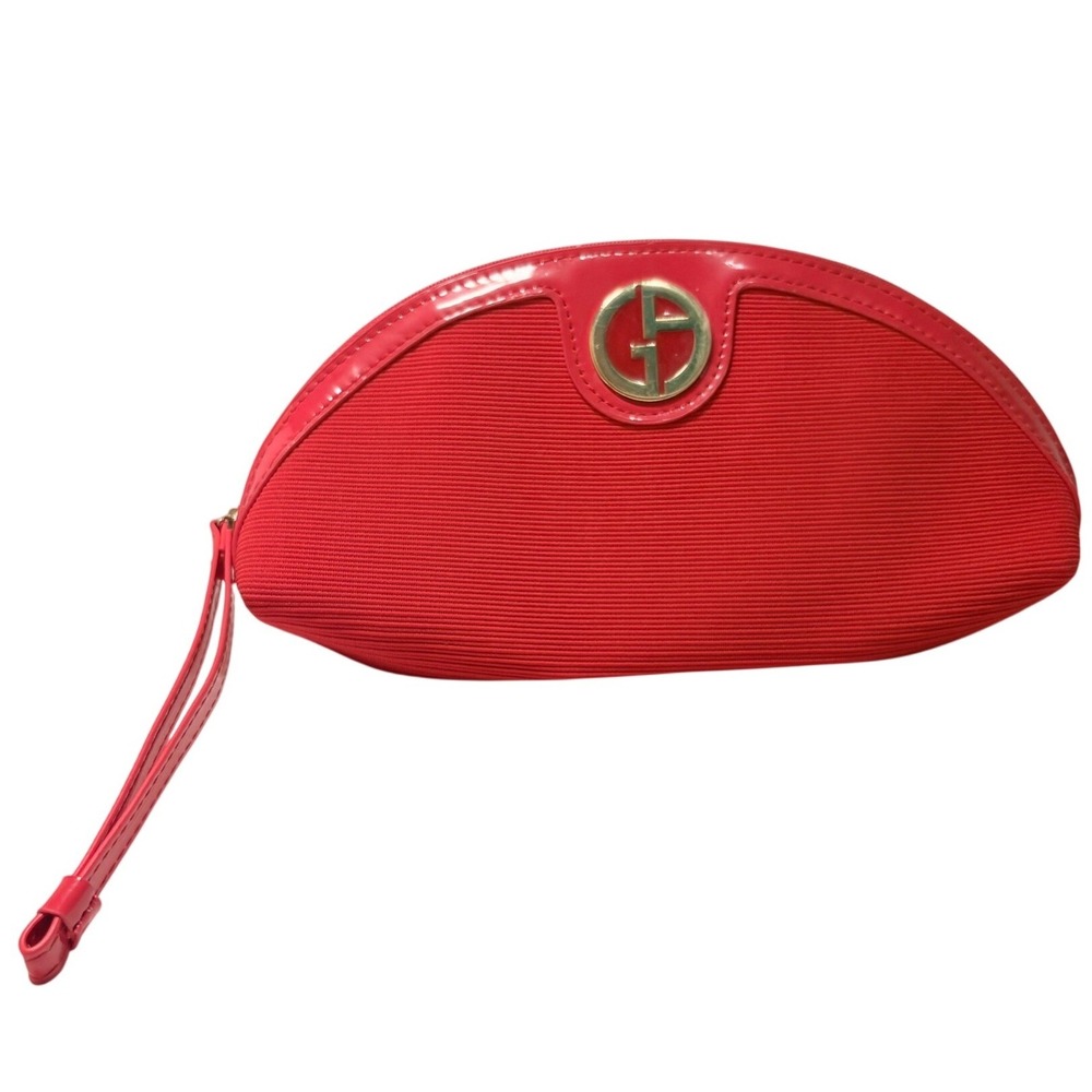 Giorgio Armani Beauty Red Makeup Bag Cosmetic Case Toiletry Designer Wristlet